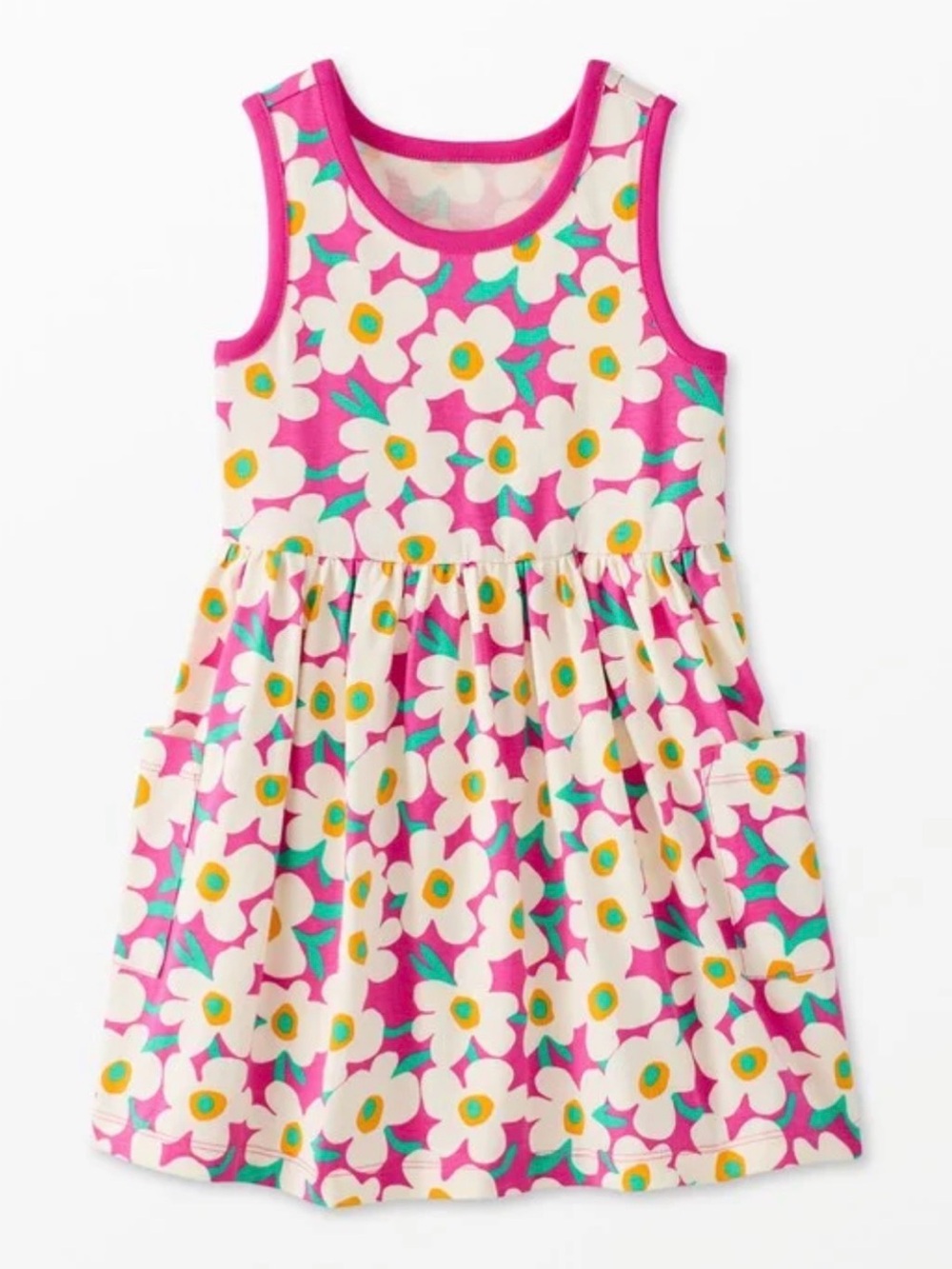 Hanna Andersson size 6/7 Sleeveless Playground Dress with Pockets in Bold Poppy